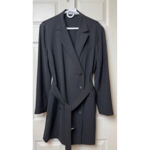 MM LaFleur Gwynne Button Up Shirt Dress Black Double Breasted Size 18